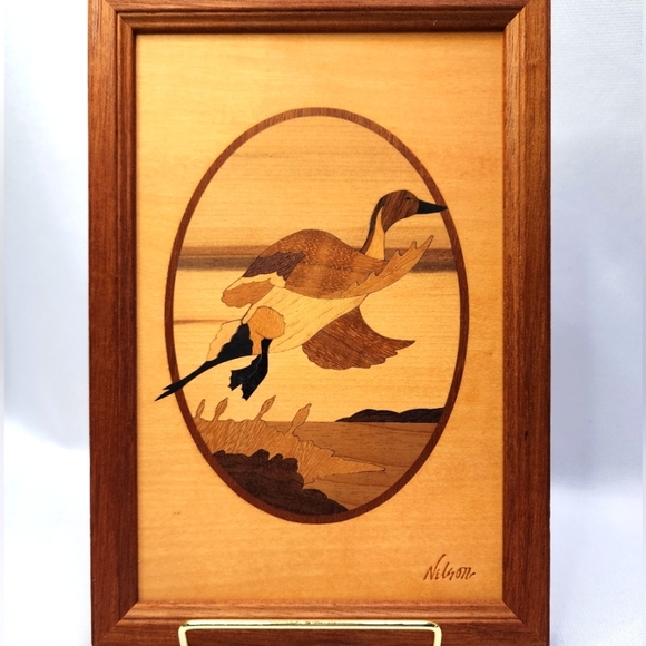 Vintage Jeff Nelson Pintail Duck Hudson River Inlay Art - Picture 1 of 11
